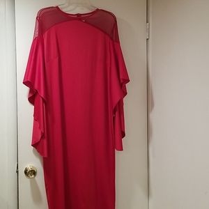 Angel Wing Sleeved Red Dress